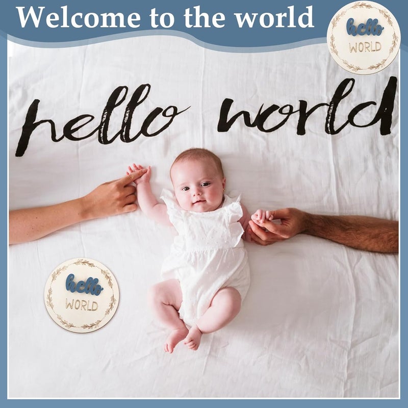 AuraRay Baby Monthly Milestone Cards, Wooden 3D Baby Milestone Signs, Double Sided Blue Monthly Baby Milestone for Newborn Boy Girl 1-12 Months Photos - Image 5